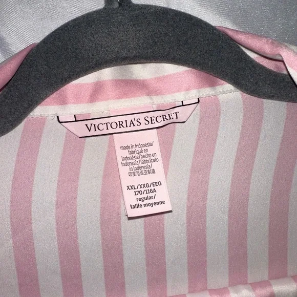 Victoria's Secret Pink & White Stripe Satin Pajama Set - Picture 2 of 3